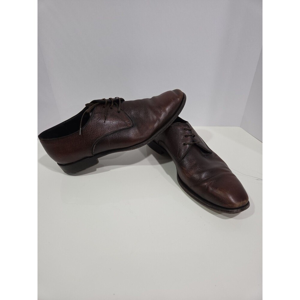 Salvatore Ferragamo Studio Brown Pebbled Leather Oxford Lace-Up Shoes 9 SB7